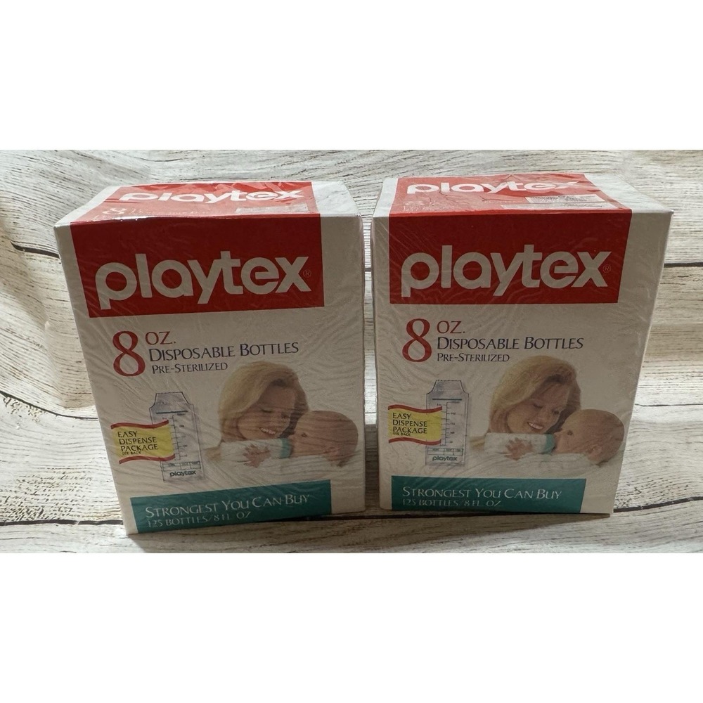 NOS VTG 90's Playtex 8 oz Bottle Liners 2 packs of 125 each New & Sealed Tub8